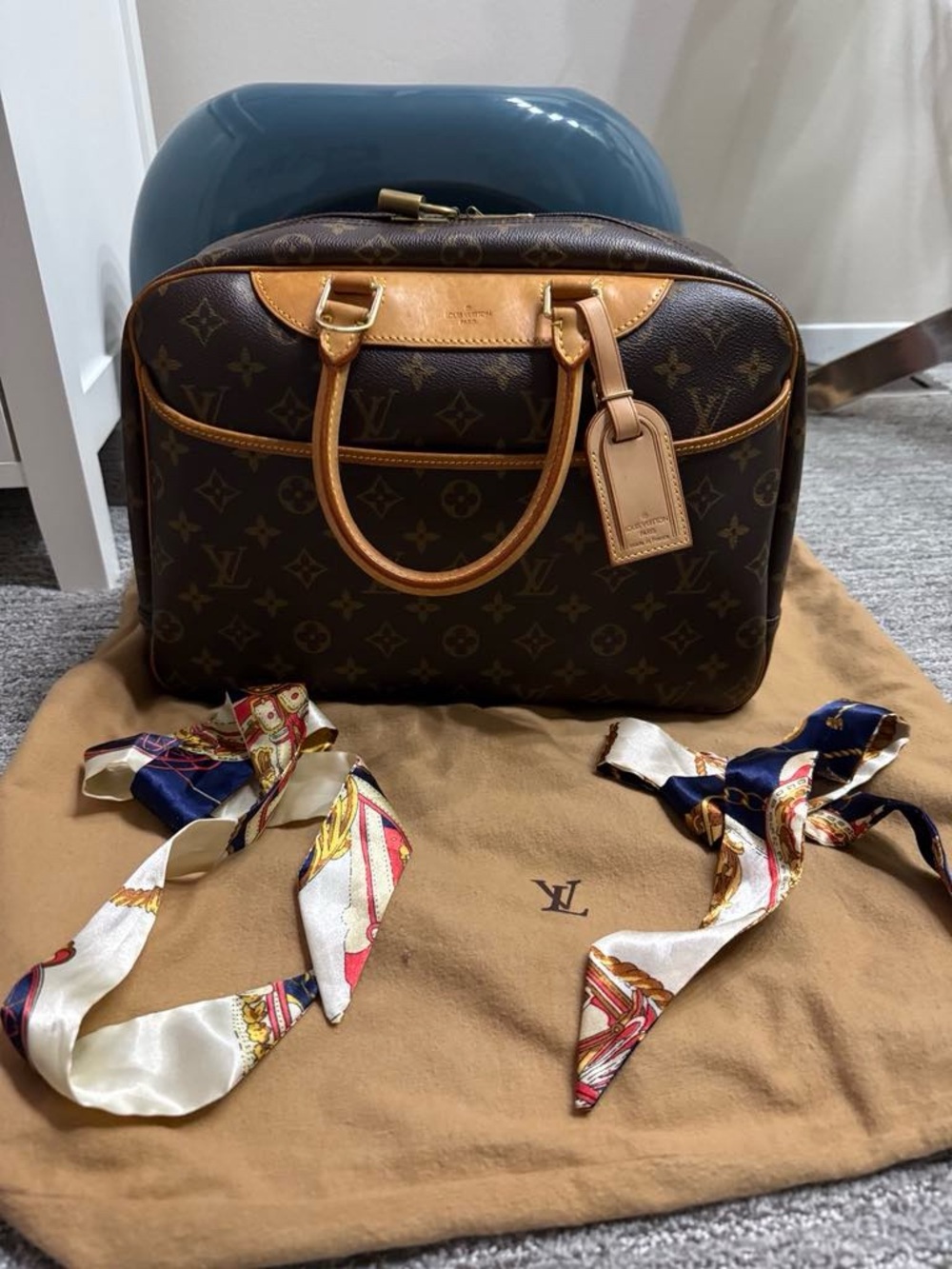 Louis Vuitton Monogram Canvas Briefcase with Tan Leather Trim